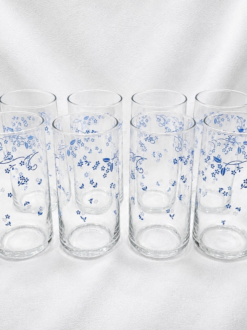 Vintage Corelle Provincial Blue 16 oz Iced Tea Glass Tumblers - Set of 8